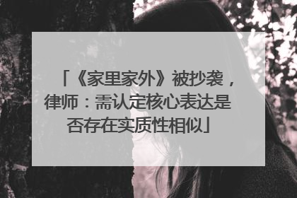 《家里家外》被抄袭，律师：需认定核心表达是否存在实质性相似