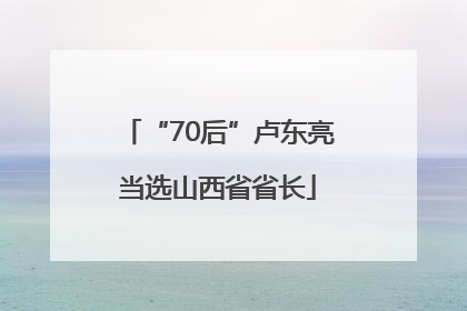 “70后”卢东亮当选山西省省长
