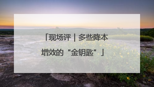 现场评｜多些降本增效的“金钥匙”