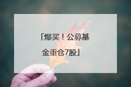 爆买！公募基金重仓7股