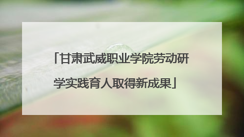甘肃武威职业学院劳动研学实践育人取得新成果
