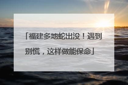 福建多地蛇出没！遇到别慌，这样做能保命