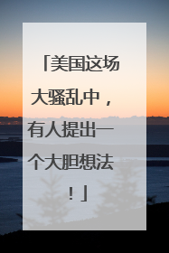 美国这场大骚乱中，有人提出一个大胆想法！