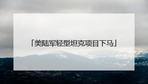 美陆军轻型坦克项目下马
