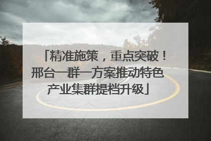 精准施策，重点突破！邢台一群一方案推动特色产业集群提档升级