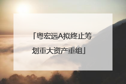 粤宏远A拟终止筹划重大资产重组