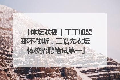 体坛联播｜丁丁加盟那不勒斯，王皓先农坛体校招聘笔试第一