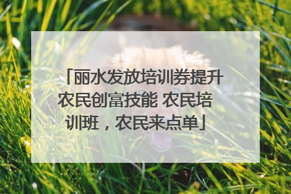 丽水发放培训券提升农民创富技能 农民培训班，农民来点单