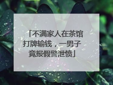 不满家人在茶馆打牌输钱，一男子竟报假警泄愤