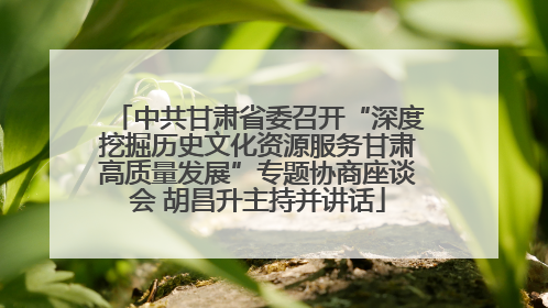 中共甘肃省委召开“深度挖掘历史文化资源服务甘肃高质量发展”专题协商座谈会 胡昌升主持并讲话