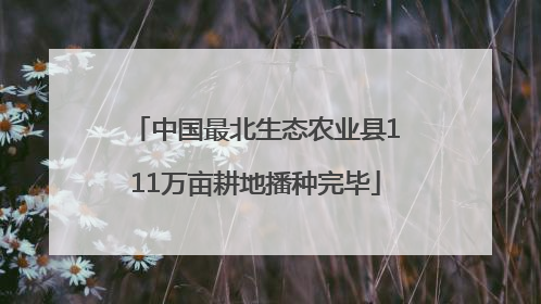 中国最北生态农业县111万亩耕地播种完毕