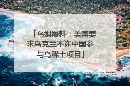 乌媒爆料：美国要求乌克兰不许中国参与乌稀土项目