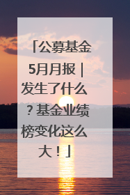 公募基金5月月报｜发生了什么？基金业绩榜变化这么大！