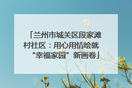 兰州市城关区段家滩村社区：用心用情绘就“幸福家园”新画卷