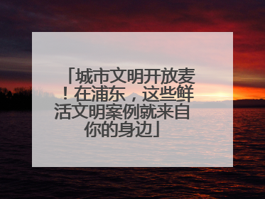 城市文明开放麦！在浦东，这些鲜活文明案例就来自你的身边