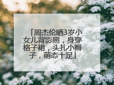 周杰伦晒3岁小女儿背影照，身穿格子裙，头扎小辫子，萌态十足