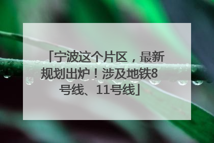 宁波这个片区，最新规划出炉！涉及地铁8号线、11号线
