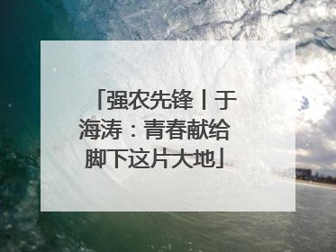 强农先锋丨于海涛：青春献给脚下这片大地