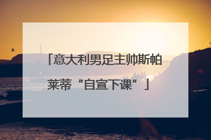 意大利男足主帅斯帕莱蒂“自宣下课”