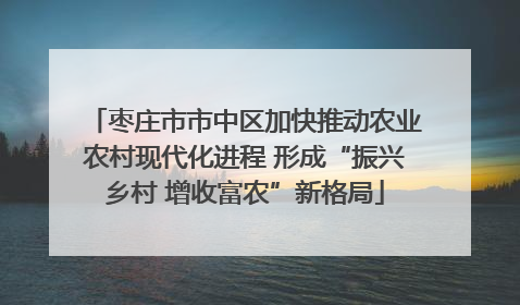 枣庄市市中区加快推动农业农村现代化进程 形成“振兴乡村 增收富农”新格局