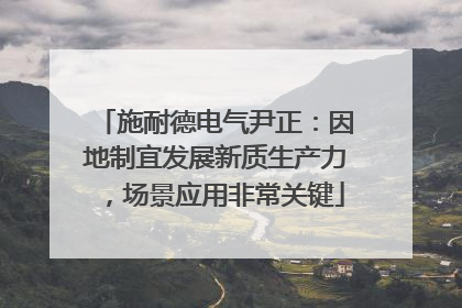 施耐德电气尹正：因地制宜发展新质生产力，场景应用非常关键