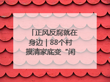 正风反腐就在身边｜88个村摸清家底变“闲”为“宝”