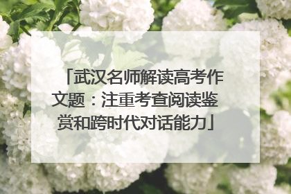 武汉名师解读高考作文题：注重考查阅读鉴赏和跨时代对话能力