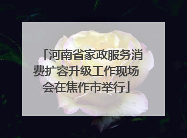 河南省家政服务消费扩容升级工作现场会在焦作市举行