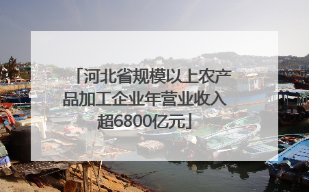 河北省规模以上农产品加工企业年营业收入超6800亿元
