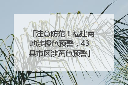 注意防范！福建两地涉橙色预警，43县市区涉黄色预警