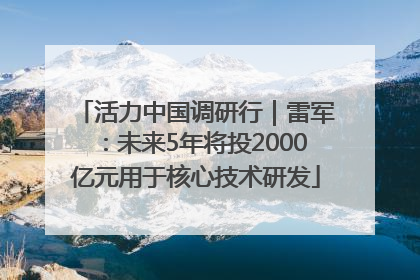 活力中国调研行｜雷军：未来5年将投2000亿元用于核心技术研发