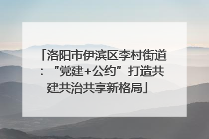 洛阳市伊滨区李村街道：“党建+公约”打造共建共治共享新格局