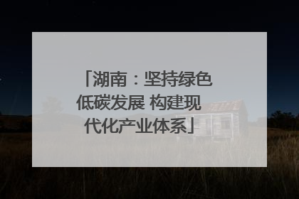 湖南：坚持绿色低碳发展 构建现代化产业体系