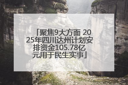聚焦9大方面 2025年四川达州计划安排资金105.78亿元用于民生实事
