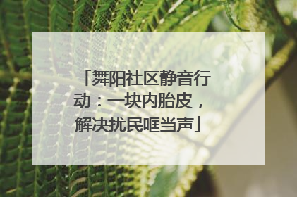 舞阳社区静音行动：一块内胎皮，解决扰民哐当声