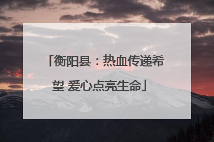 衡阳县：热血传递希望 爱心点亮生命