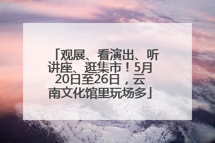 观展、看演出、听讲座、逛集市！5月20日至26日，云南文化馆里玩场多