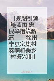 规划引领绘蓝图 惠民举措筑新篇——徐州丰县宗集村奏响和美乡村振兴曲