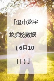 退市龙宇龙虎榜数据（6月10日）