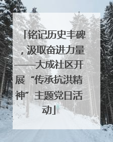 铭记历史丰碑，汲取奋进力量——大成社区开展“传承抗洪精神”主题党日活动