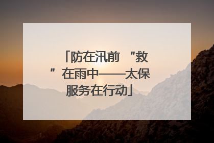 防在汛前 “救”在雨中——太保服务在行动