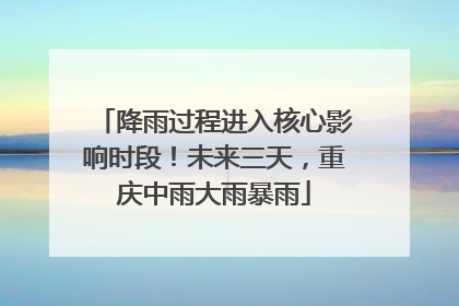 降雨过程进入核心影响时段！未来三天，重庆中雨大雨暴雨