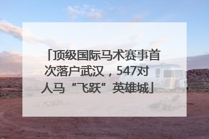 顶级国际马术赛事首次落户武汉，547对人马“飞跃”英雄城