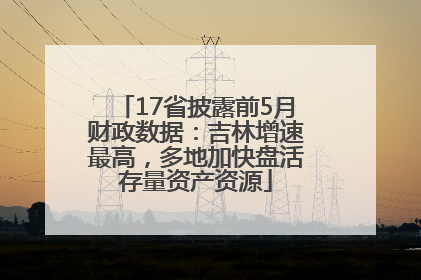 17省披露前5月财政数据：吉林增速最高，多地加快盘活存量资产资源